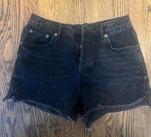 Zara Black High-Rise Distressed Denim Shorts Women's Size 8